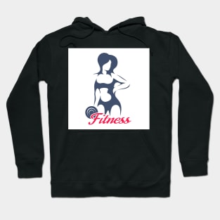 Fitness Emblem or Logo Design Athletic Woman Holding Weight Hoodie